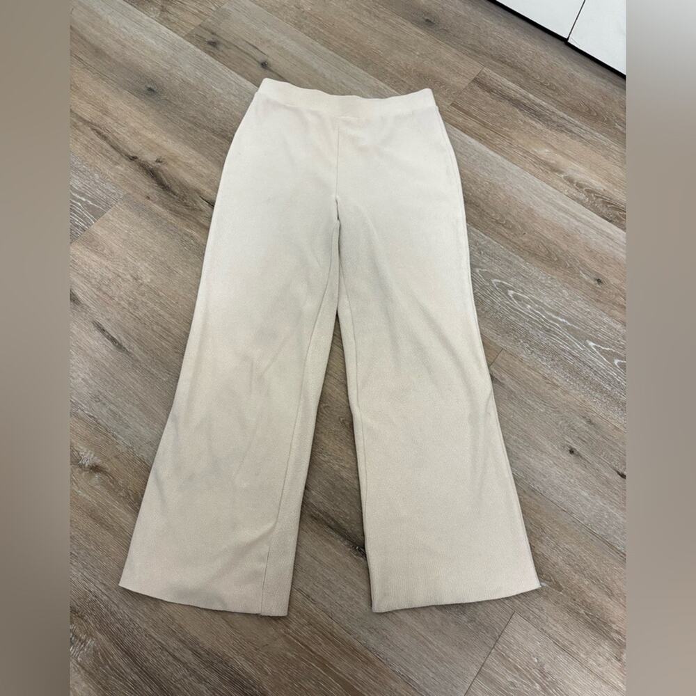 Zara Cream Knit Straight Leg Pants Woman Medium